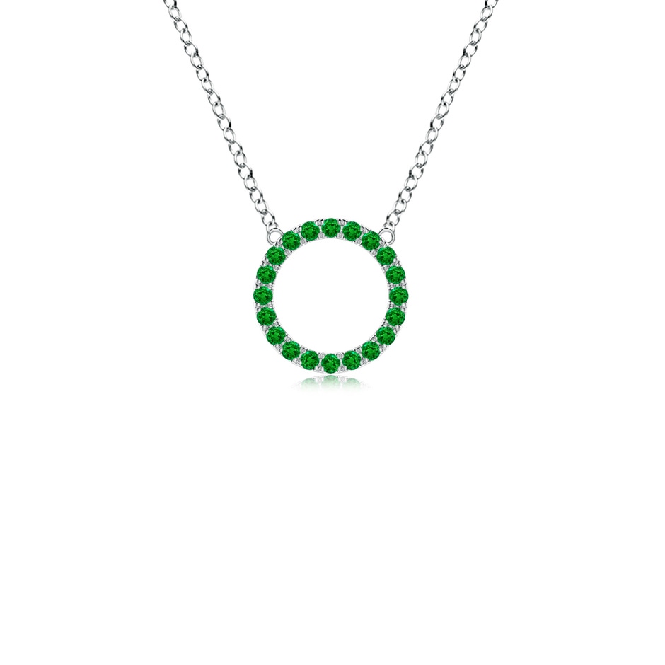 1.5mm AAAA Emerald Open Circle Eternity Pendant in White Gold 