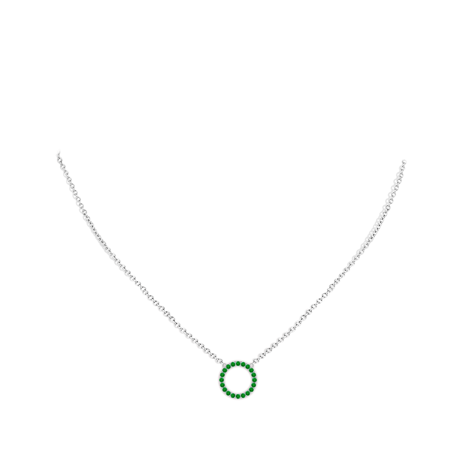 1.5mm AAAA Emerald Open Circle Eternity Pendant in White Gold pen