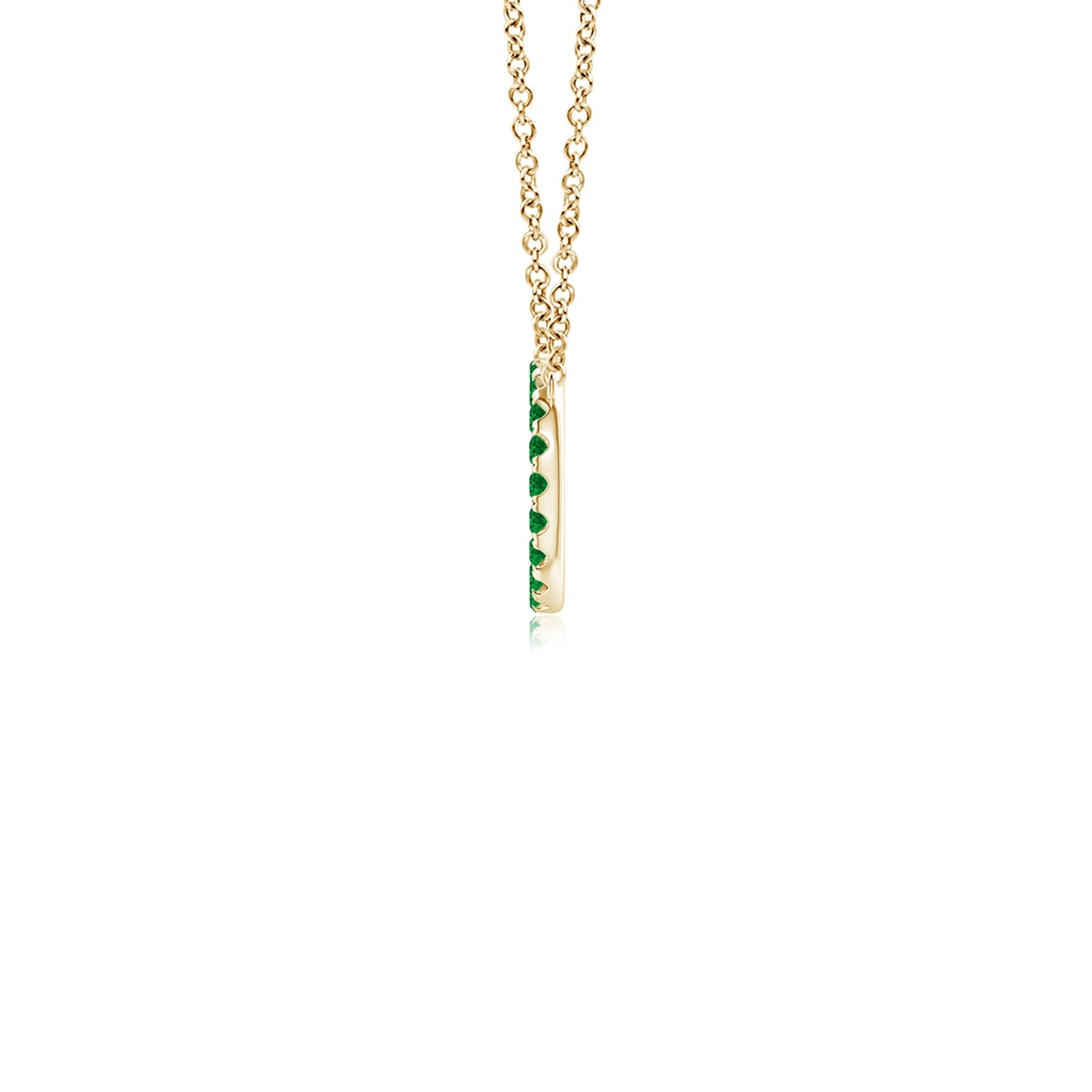1.5mm AAAA Emerald Open Circle Eternity Pendant in Yellow Gold - side 199