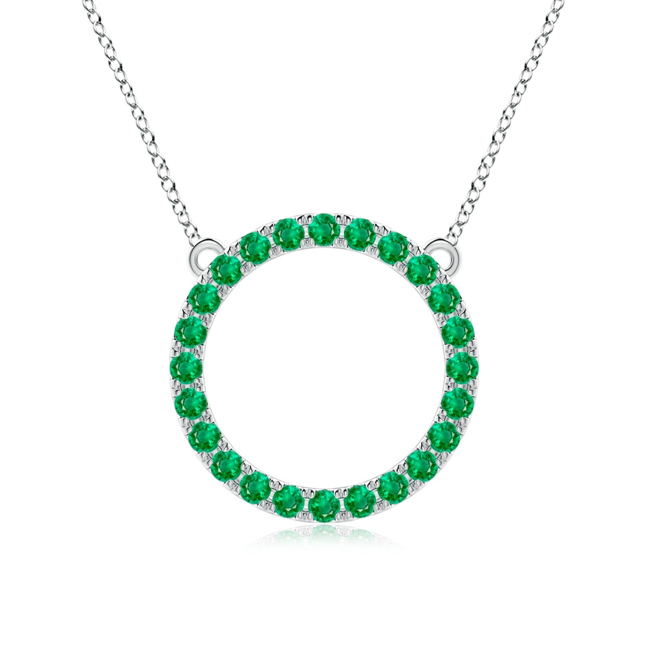 2.5mm AAA Emerald Open Circle Eternity Pendant in White Gold 