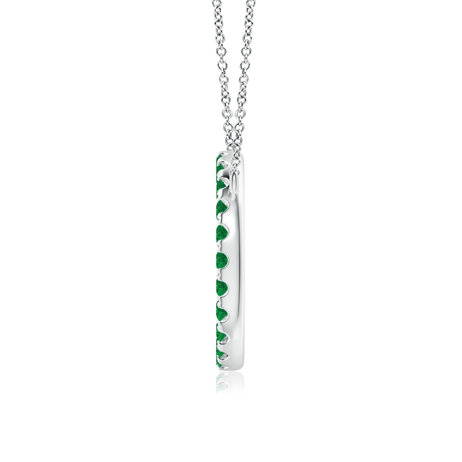 2.5mm AAA Emerald Open Circle Eternity Pendant in White Gold Side-1