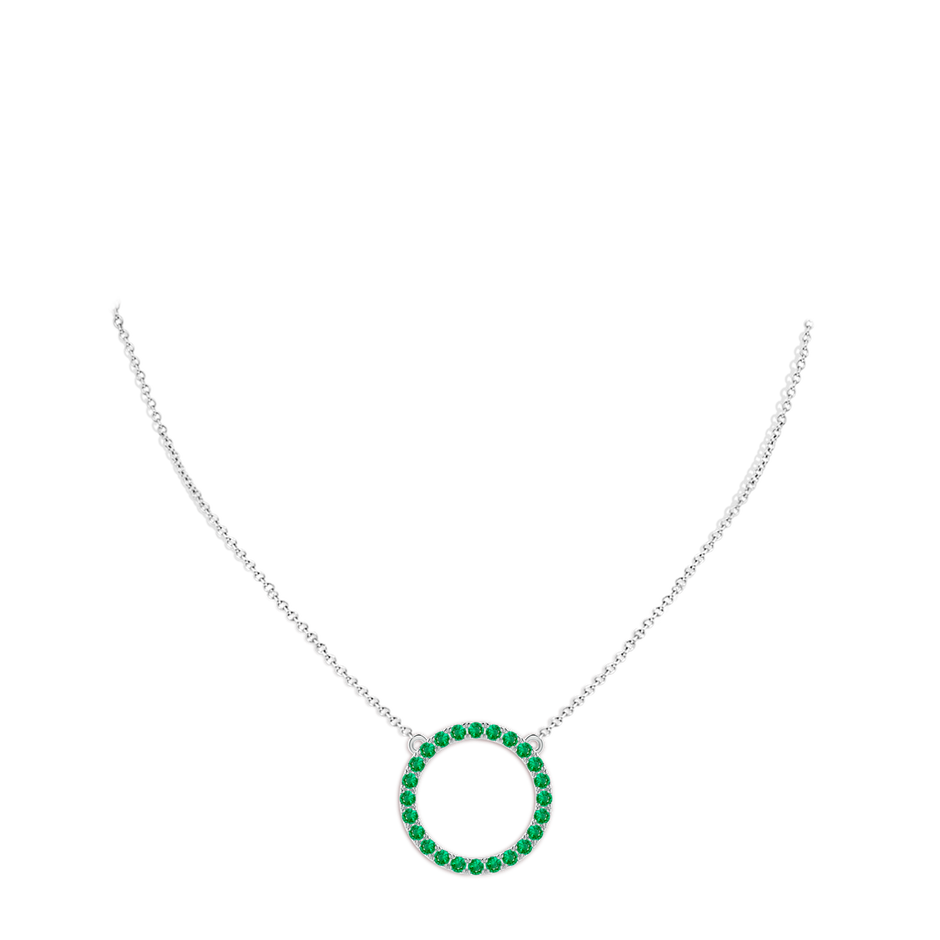 2.5mm AAA Emerald Open Circle Eternity Pendant in White Gold Body-Neck