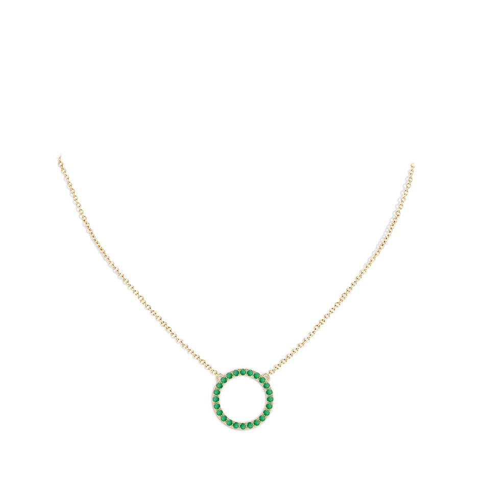 2mm A Emerald Open Circle Eternity Pendant in Yellow Gold pen