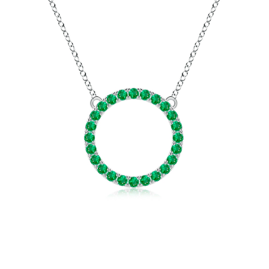 2mm AAA Emerald Open Circle Eternity Pendant in White Gold 