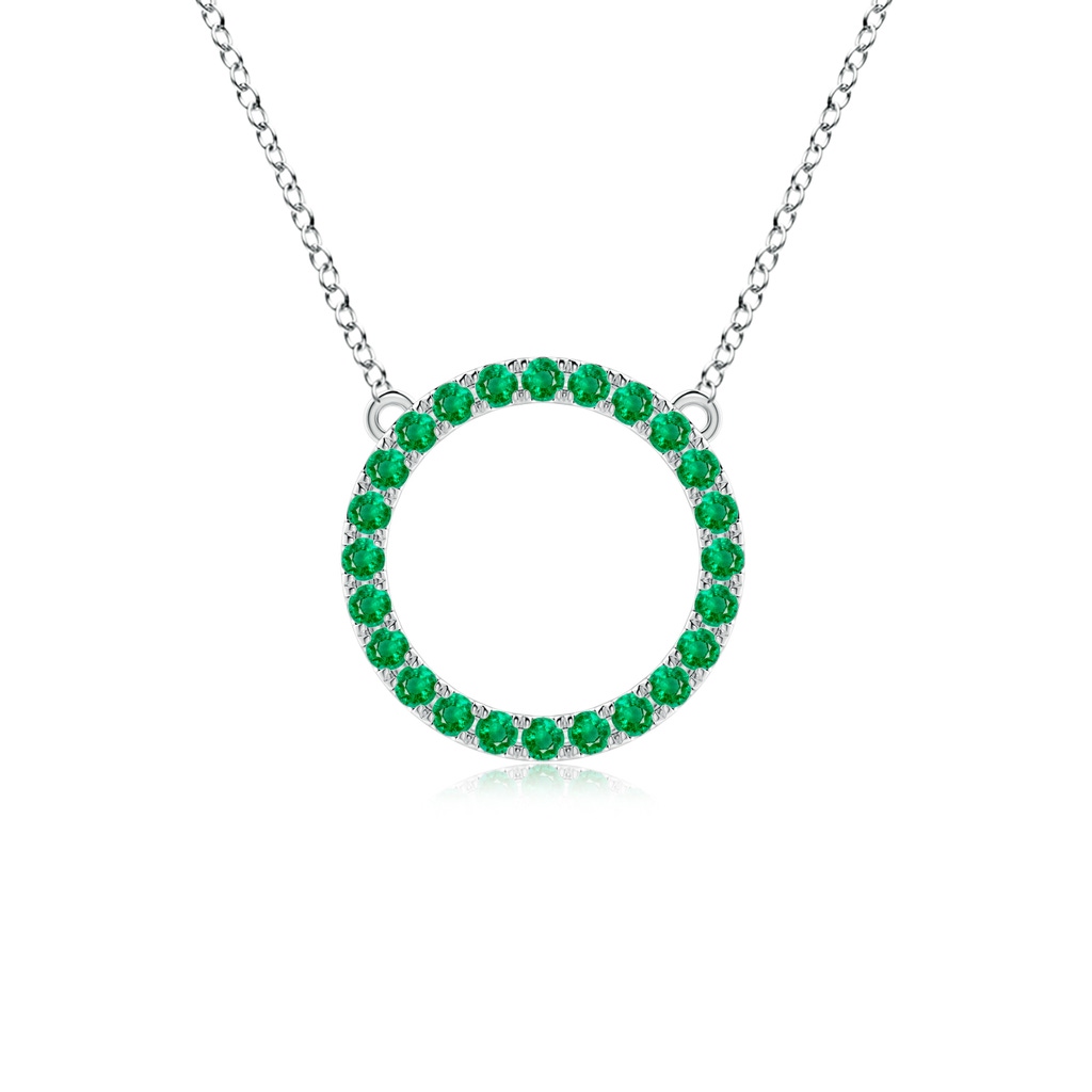 2mm AAA Emerald Open Circle Eternity Pendant in White Gold