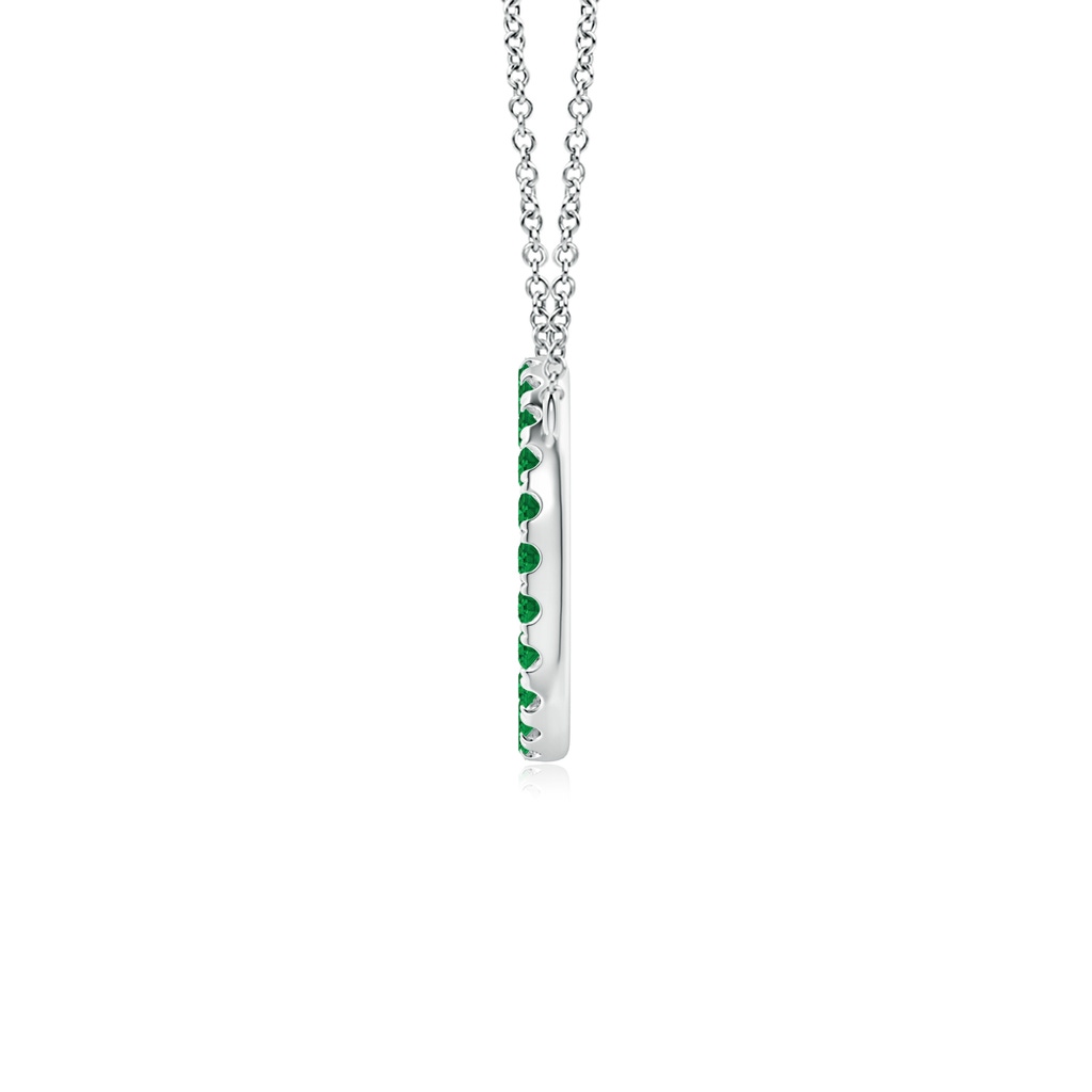 2mm AAA Emerald Open Circle Eternity Pendant in White Gold Side-1