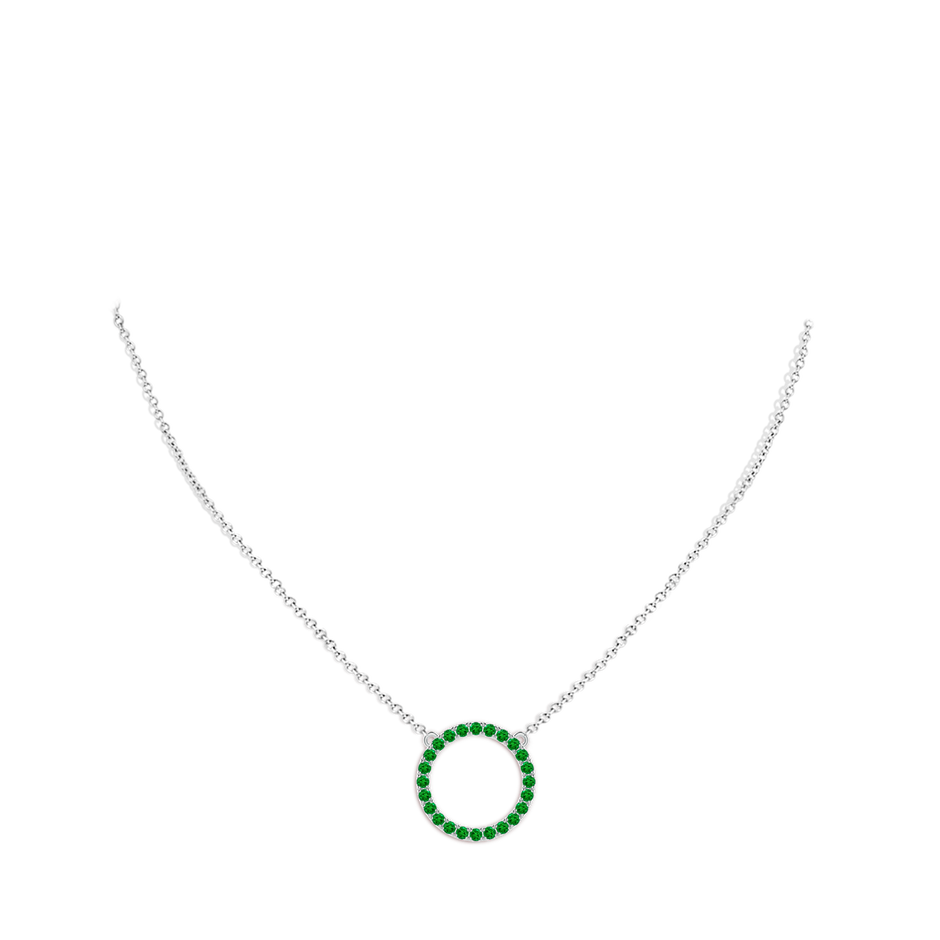 2mm AAAA Emerald Open Circle Eternity Pendant in P950 Platinum pen