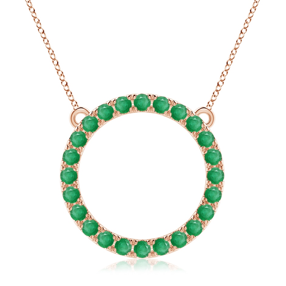 3mm A Emerald Open Circle Eternity Pendant in Rose Gold 