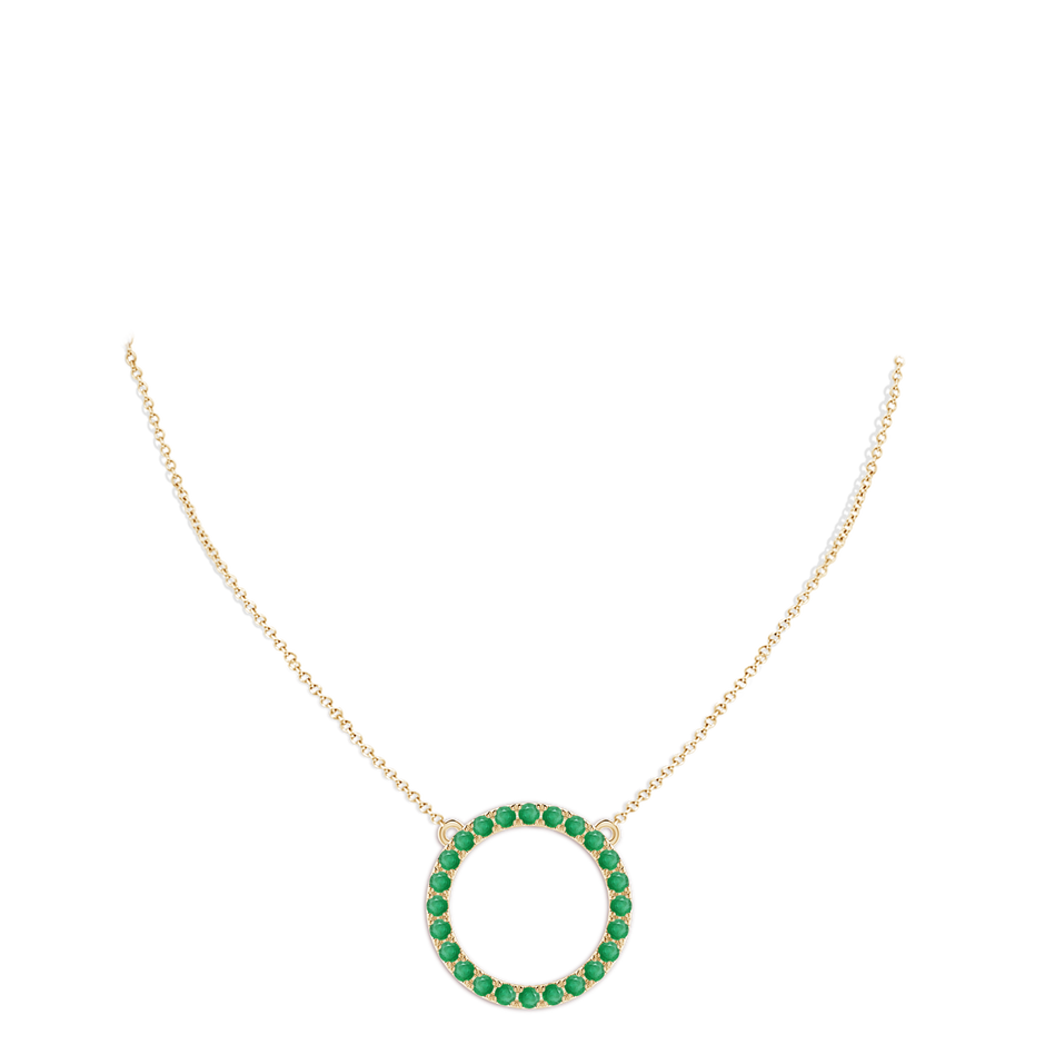 3mm A Emerald Open Circle Eternity Pendant in Yellow Gold pen