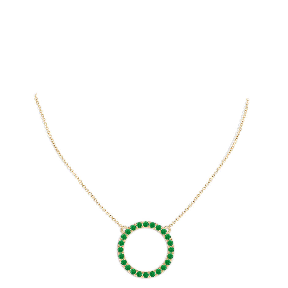 3mm AA Emerald Open Circle Eternity Pendant in Yellow Gold pen