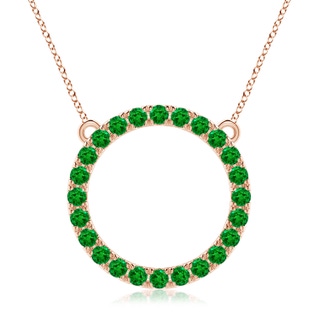 3mm AAAA Emerald Open Circle Eternity Pendant in Rose Gold