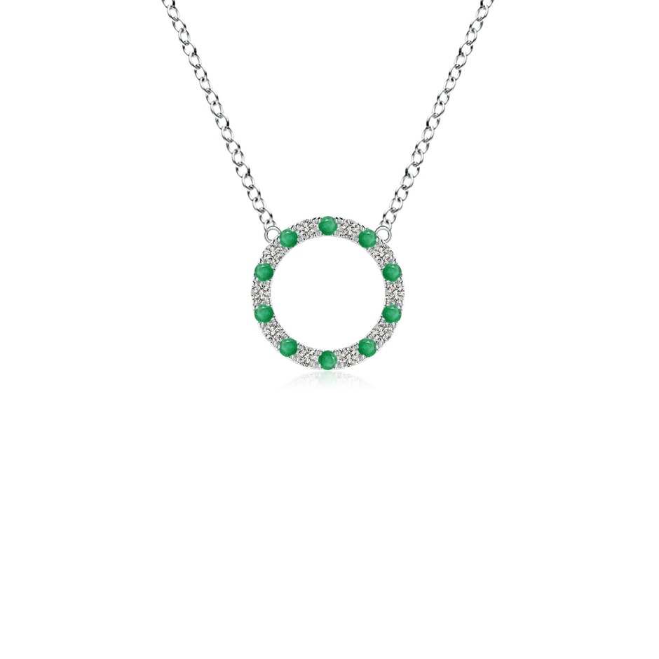 1.5mm A Emerald and Diamond Open Circle Eternity Pendant in P950 Platinum 