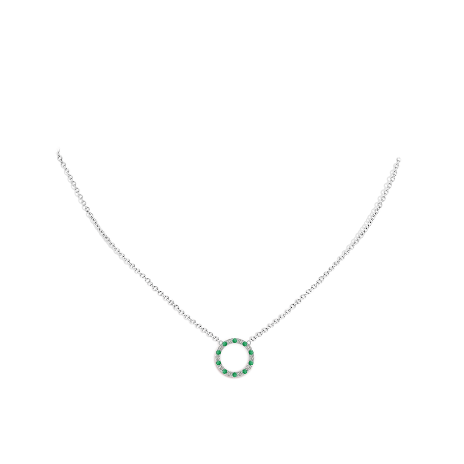 1.5mm A Emerald and Diamond Open Circle Eternity Pendant in P950 Platinum pen