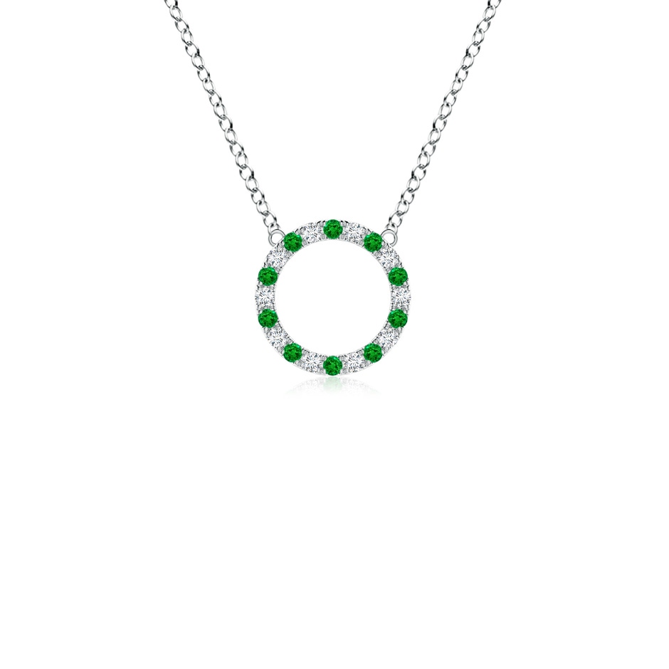 1.5mm AAAA Emerald and Diamond Open Circle Eternity Pendant in P950 Platinum 