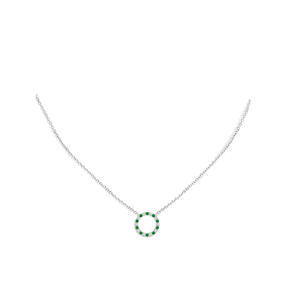 1.5mm AAAA Emerald and Diamond Open Circle Eternity Pendant in P950 Platinum pen