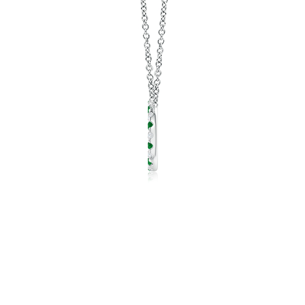 1.5mm AAAA Emerald and Diamond Open Circle Eternity Pendant in White Gold Side 199