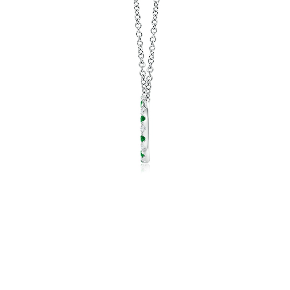 1.5mm AAAA Emerald and Diamond Open Circle Eternity Pendant in White Gold side 199