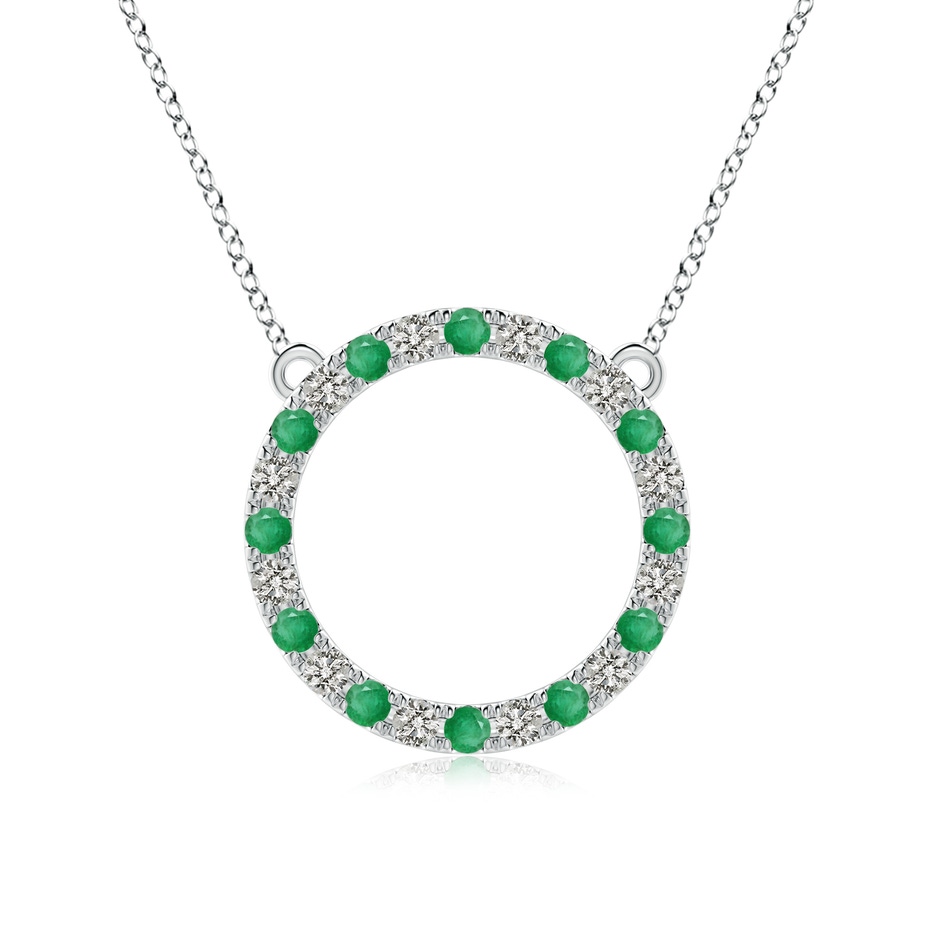 2.5mm A Emerald and Diamond Open Circle Eternity Pendant in P950 Platinum 