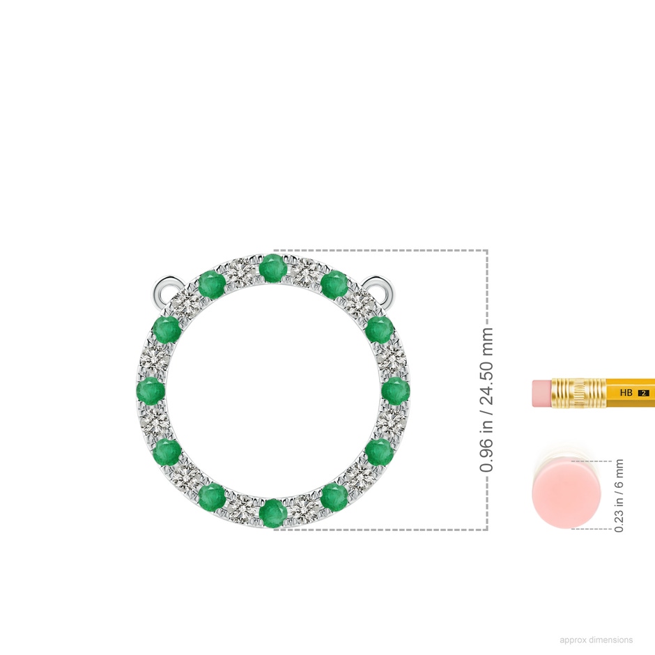 2.5mm A Emerald and Diamond Open Circle Eternity Pendant in P950 Platinum ruler