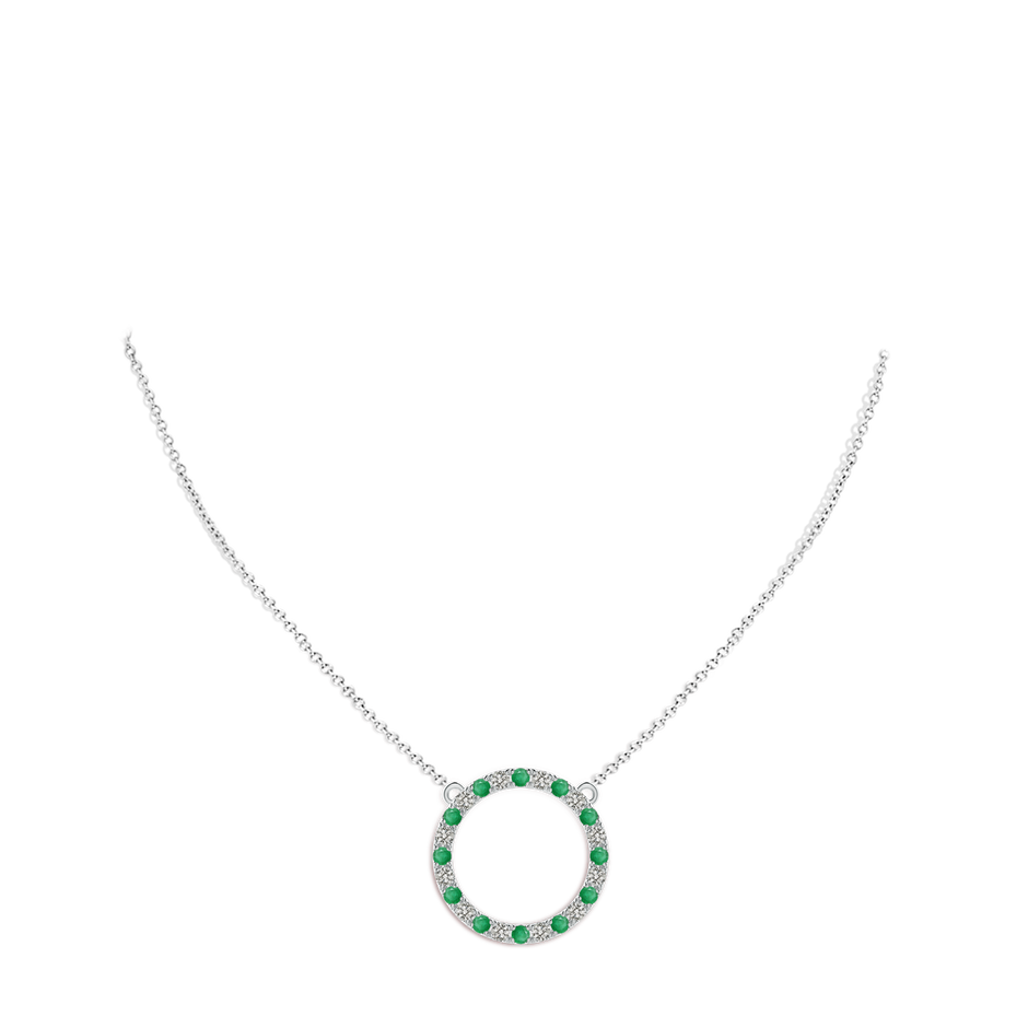 2.5mm A Emerald and Diamond Open Circle Eternity Pendant in P950 Platinum pen