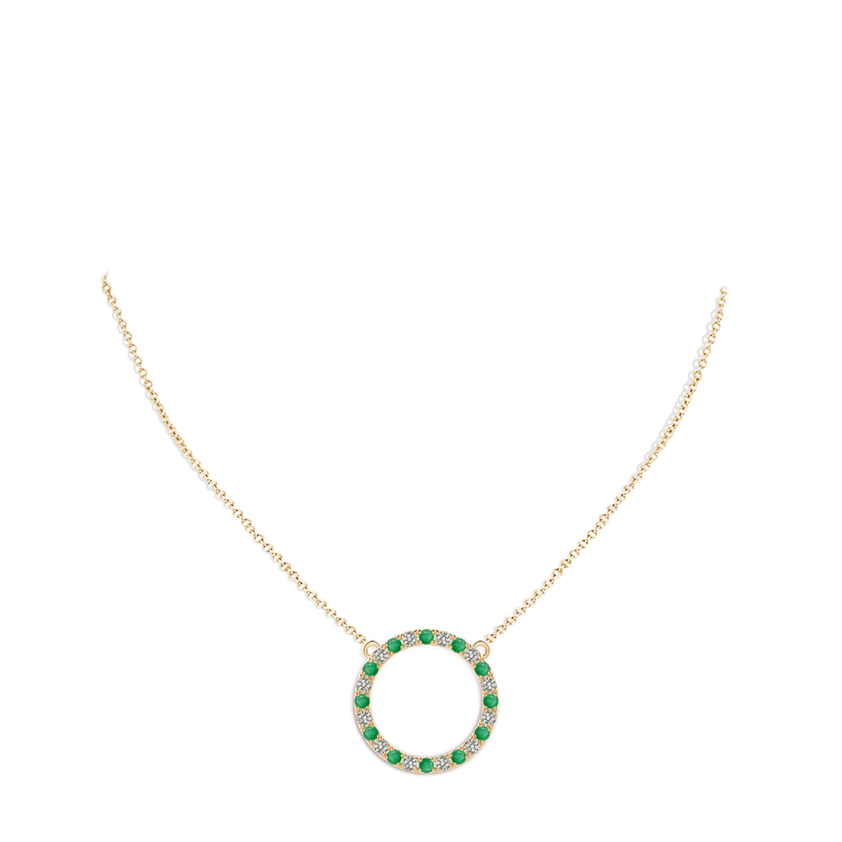 2.5mm A Emerald and Diamond Open Circle Eternity Pendant in Yellow Gold pen