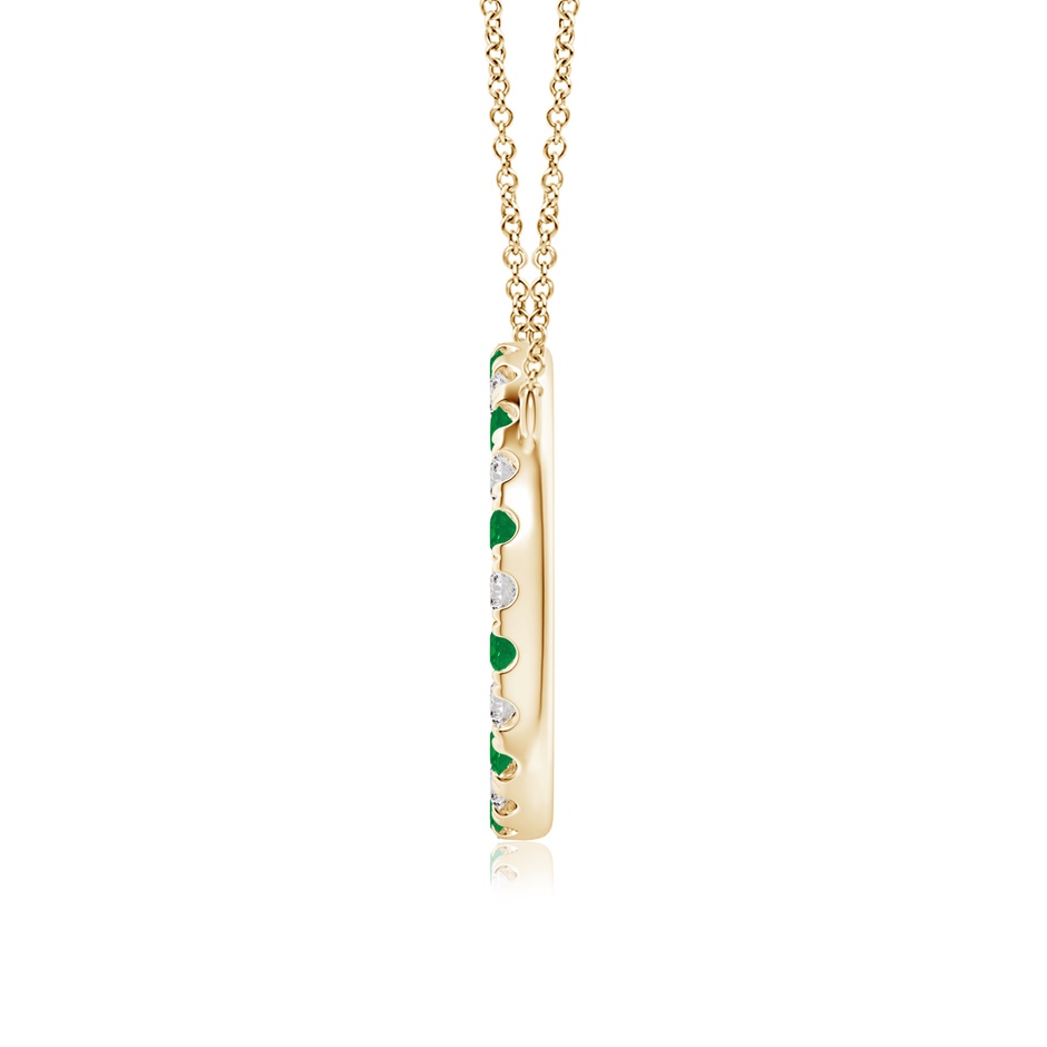 2.5mm AA Emerald and Diamond Open Circle Eternity Pendant in Yellow Gold side 199