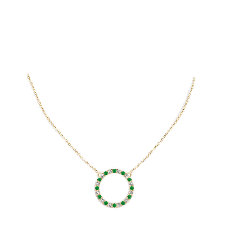 2.5mm AA Emerald and Diamond Open Circle Eternity Pendant in Yellow Gold pen
