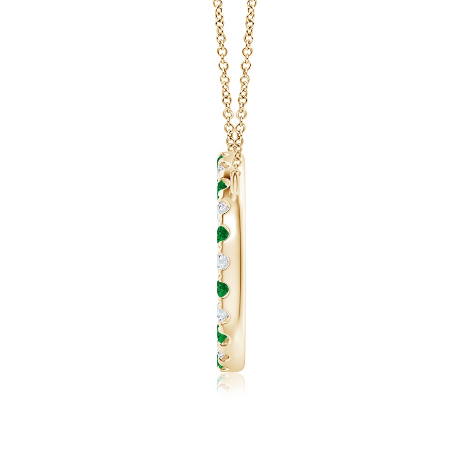 2.5mm AAAA Emerald and Diamond Open Circle Eternity Pendant in Yellow Gold side 199