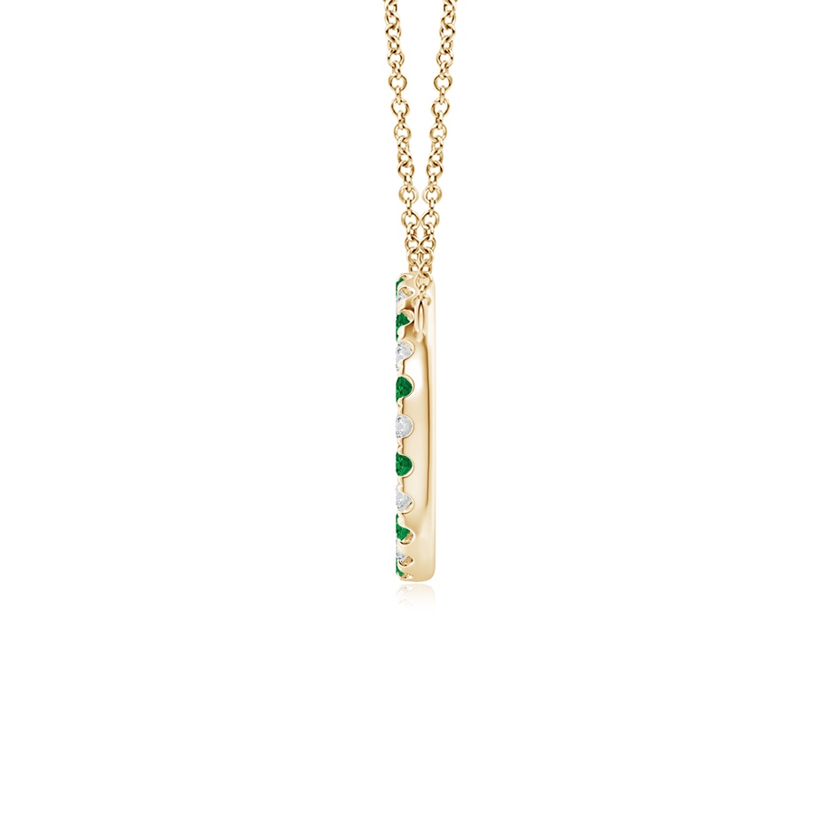 2mm AAA Emerald and Diamond Open Circle Eternity Pendant in Yellow Gold side 199