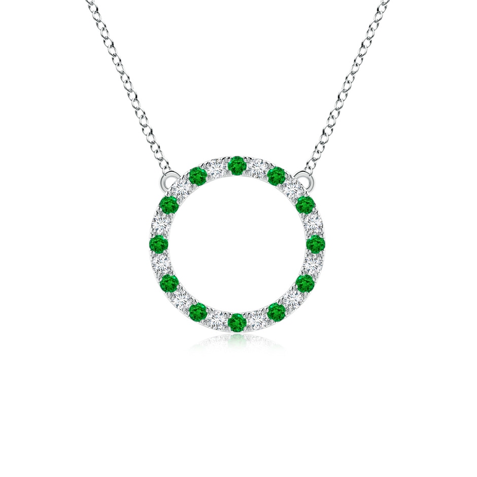 2mm AAAA Emerald and Diamond Open Circle Eternity Pendant in P950 Platinum 