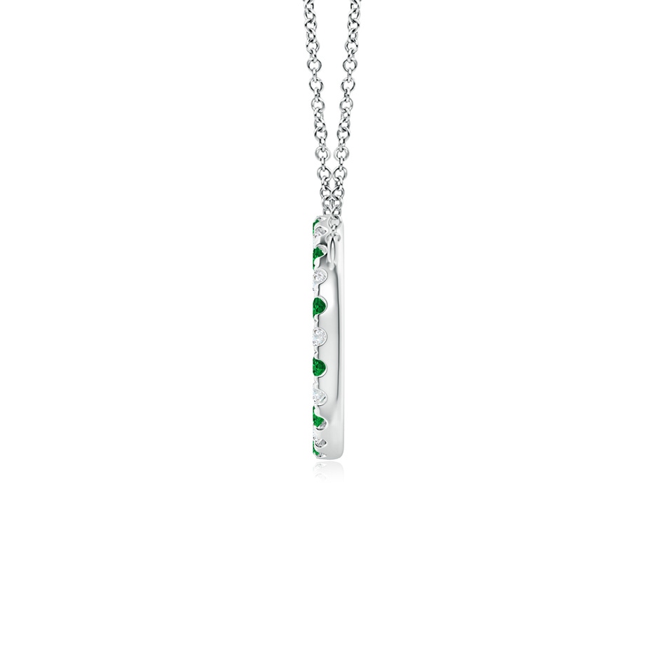 2mm AAAA Emerald and Diamond Open Circle Eternity Pendant in P950 Platinum side 199