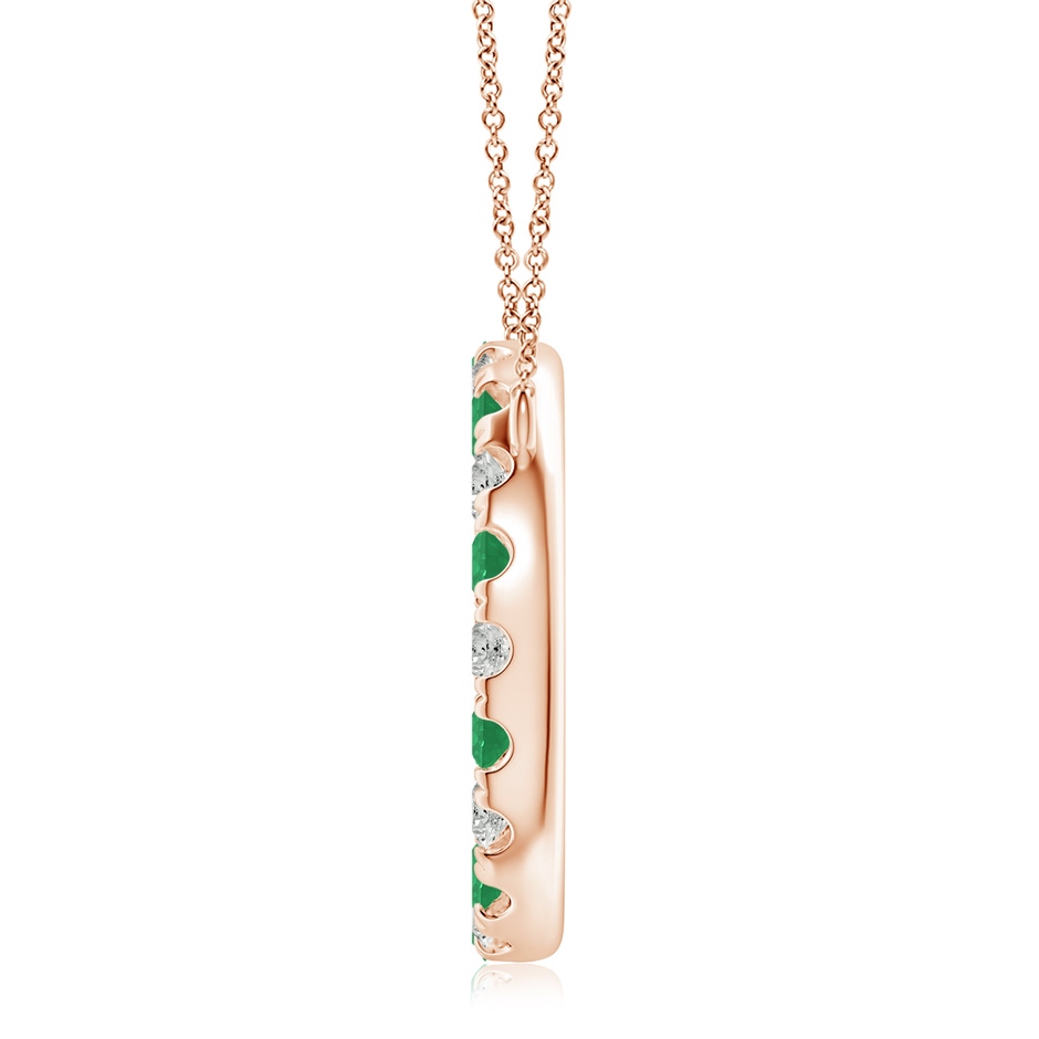 3.5mm A Emerald and Diamond Open Circle Eternity Pendant in Rose Gold side 199