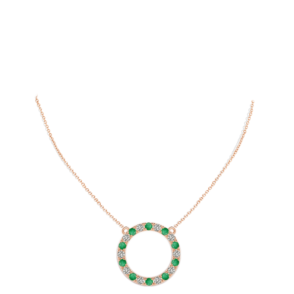 3.5mm A Emerald and Diamond Open Circle Eternity Pendant in Rose Gold pen