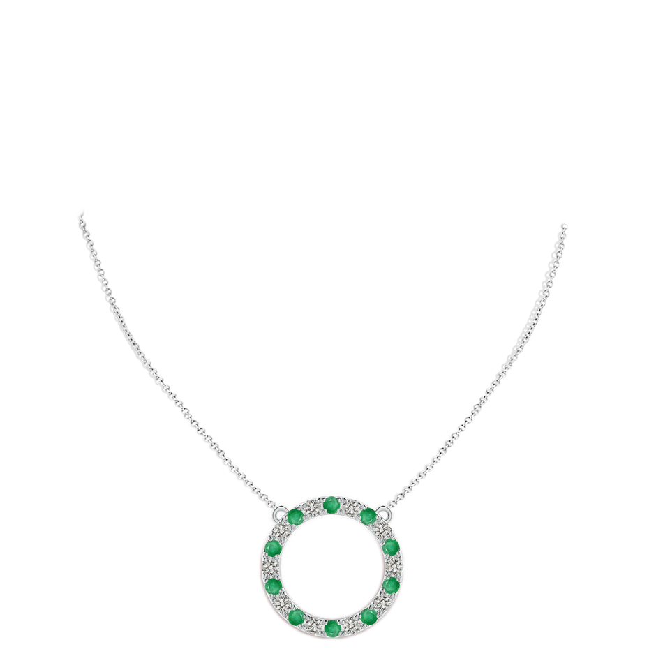3.5mm A Emerald and Diamond Open Circle Eternity Pendant in White Gold pen