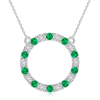3.5mm AAA Emerald and Diamond Open Circle Eternity Pendant in P950 Platinum