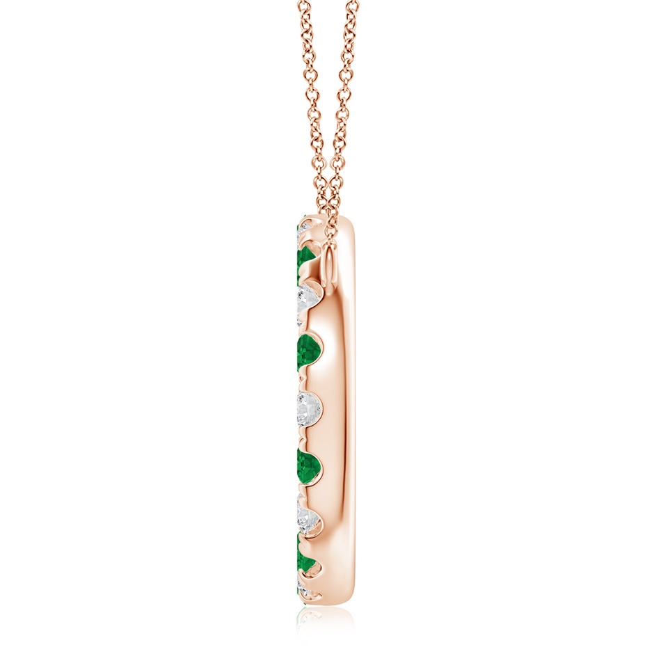 3.5mm AAA Emerald and Diamond Open Circle Eternity Pendant in Rose Gold side 199