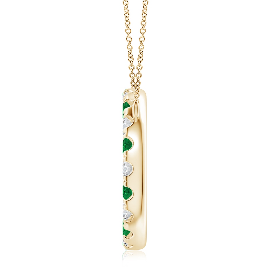3.5mm AAA Emerald and Diamond Open Circle Eternity Pendant in Yellow Gold side 199