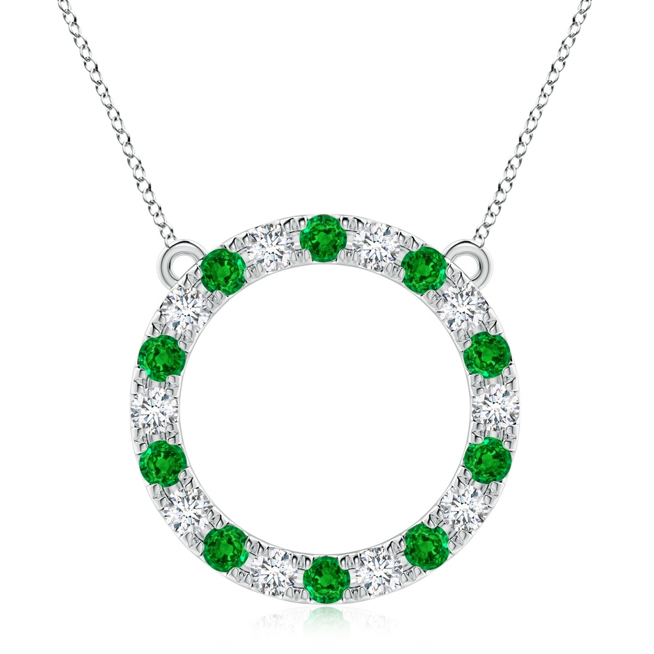 3.5mm AAAA Emerald and Diamond Open Circle Eternity Pendant in P950 Platinum 