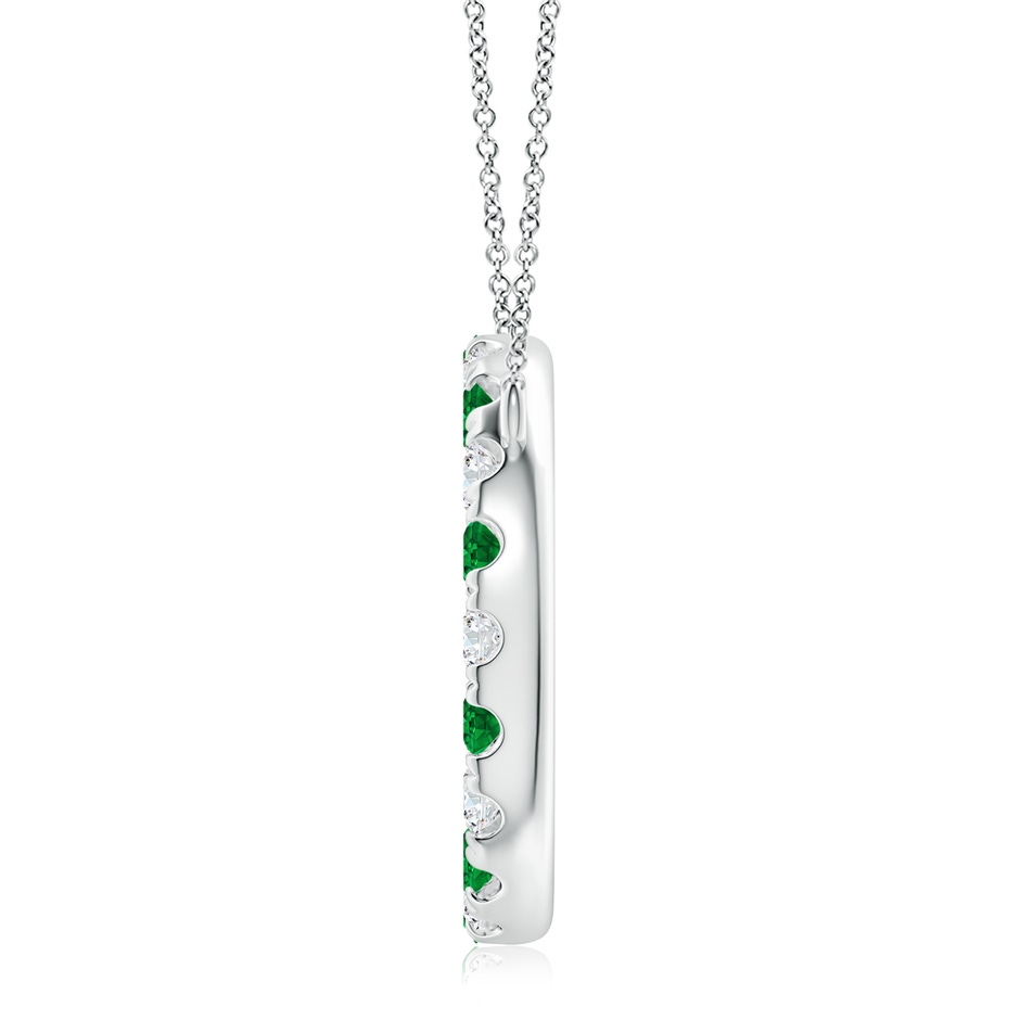 3.5mm AAAA Emerald and Diamond Open Circle Eternity Pendant in P950 Platinum side 199