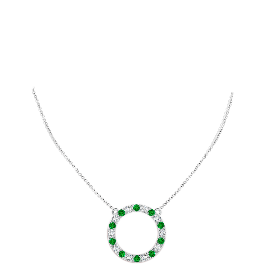 3.5mm AAAA Emerald and Diamond Open Circle Eternity Pendant in P950 Platinum pen