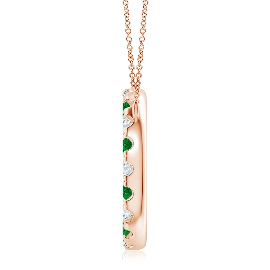 3.5mm AAAA Emerald and Diamond Open Circle Eternity Pendant in Rose Gold side 199