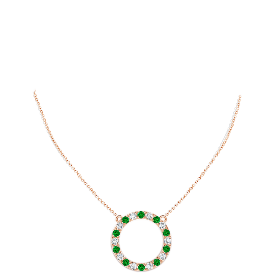 3.5mm AAAA Emerald and Diamond Open Circle Eternity Pendant in Rose Gold pen