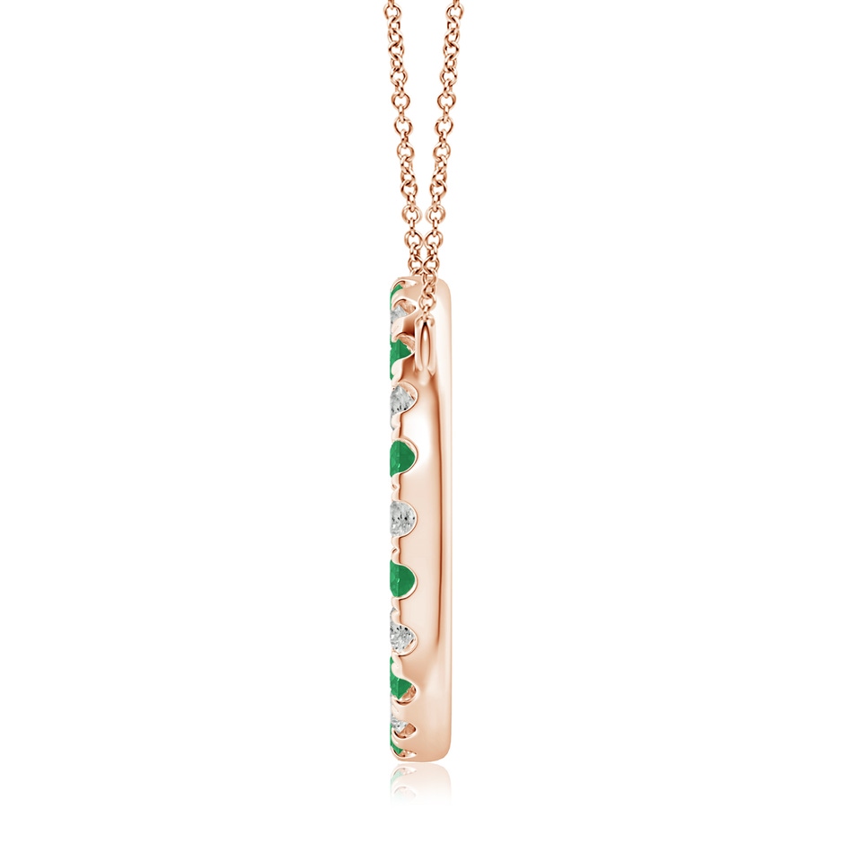 3mm A Emerald and Diamond Open Circle Eternity Pendant in Rose Gold side 199