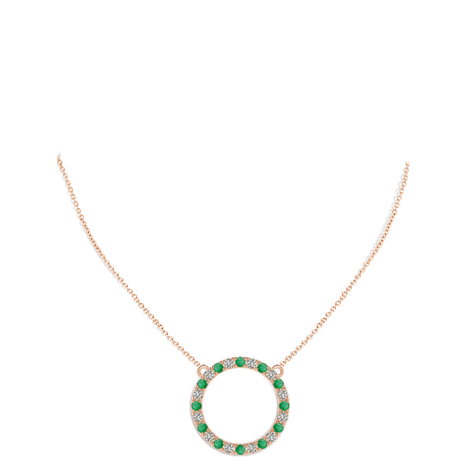 3mm A Emerald and Diamond Open Circle Eternity Pendant in Rose Gold pen