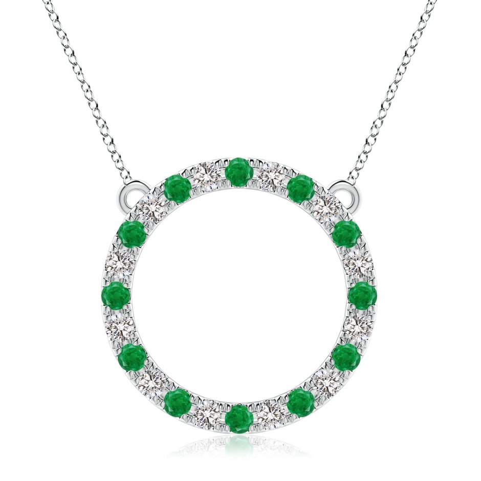 3mm AA Emerald and Diamond Open Circle Eternity Pendant in P950 Platinum 