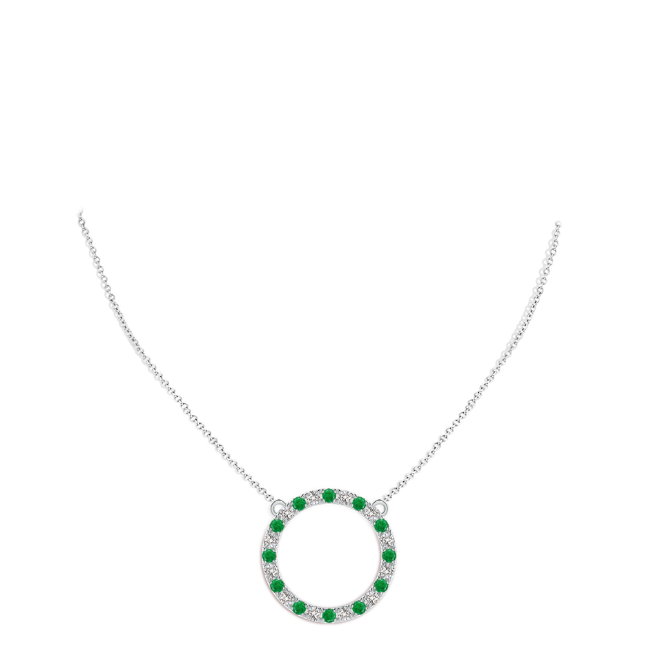 3mm AA Emerald and Diamond Open Circle Eternity Pendant in P950 Platinum pen