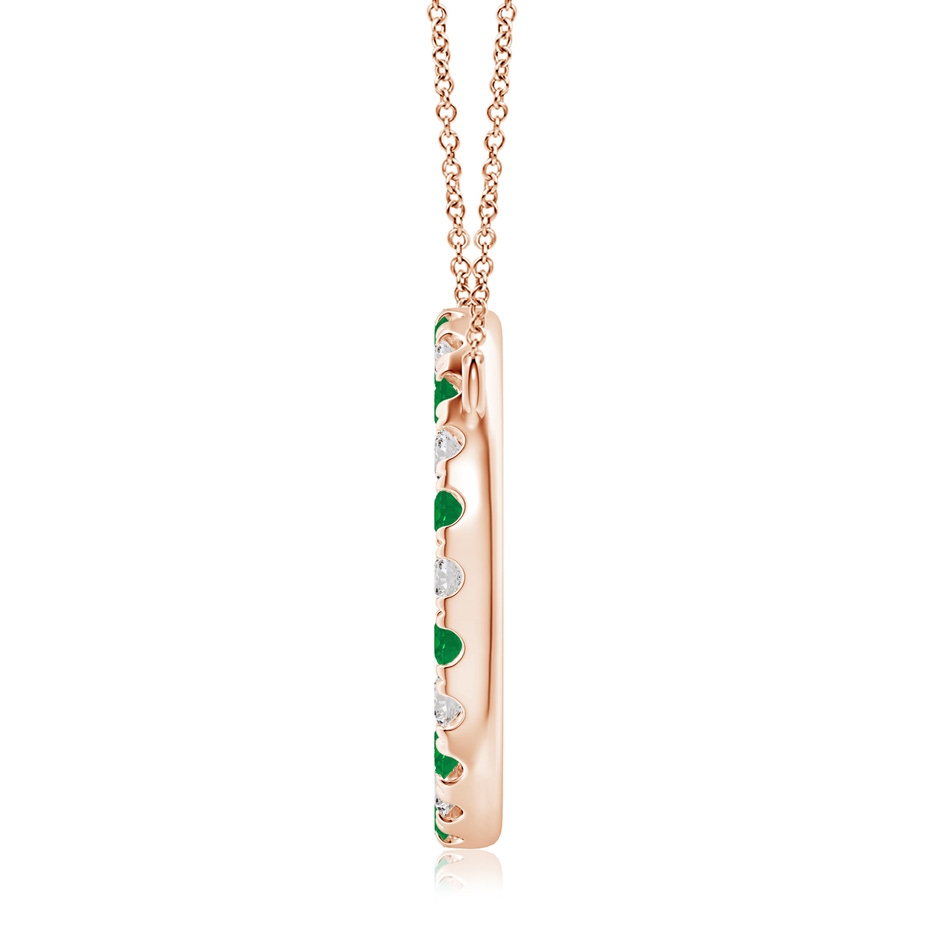 3mm AA Emerald and Diamond Open Circle Eternity Pendant in Rose Gold side 199