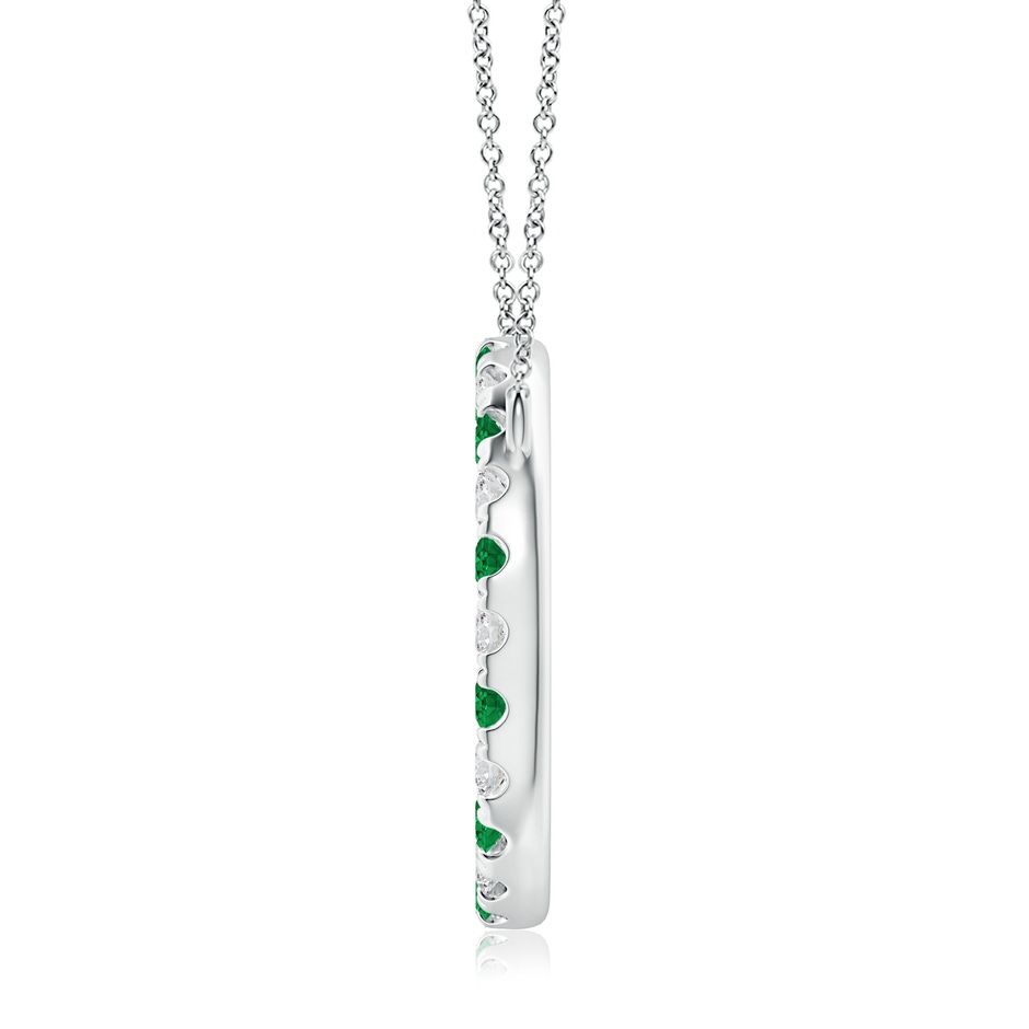 3mm AAA Emerald and Diamond Open Circle Eternity Pendant in P950 Platinum side 199
