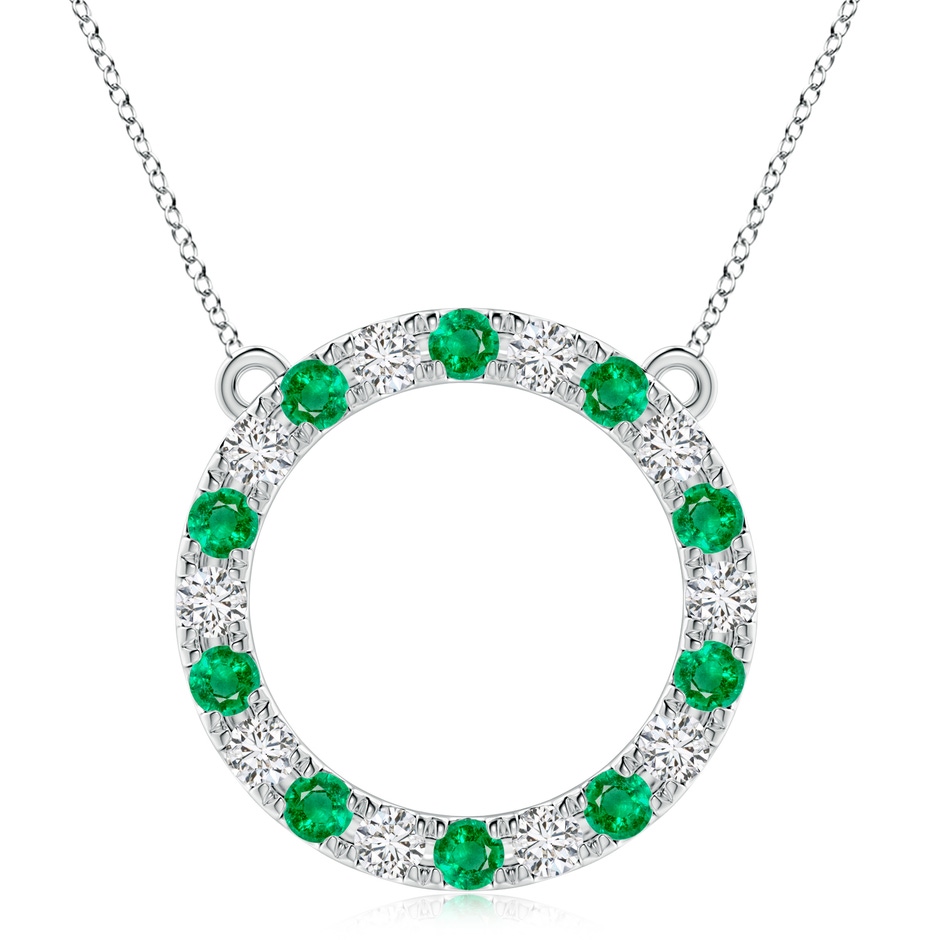 4mm AAA Emerald and Diamond Open Circle Eternity Pendant in P950 Platinum 