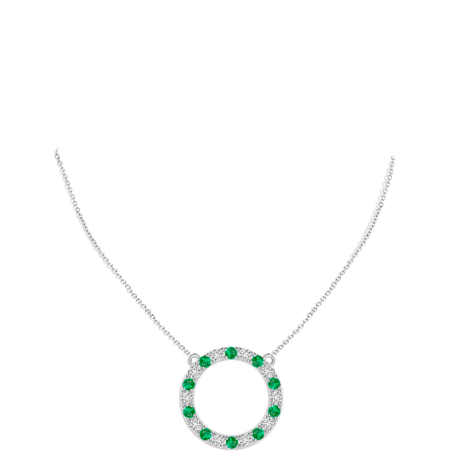 4mm AAA Emerald and Diamond Open Circle Eternity Pendant in P950 Platinum pen